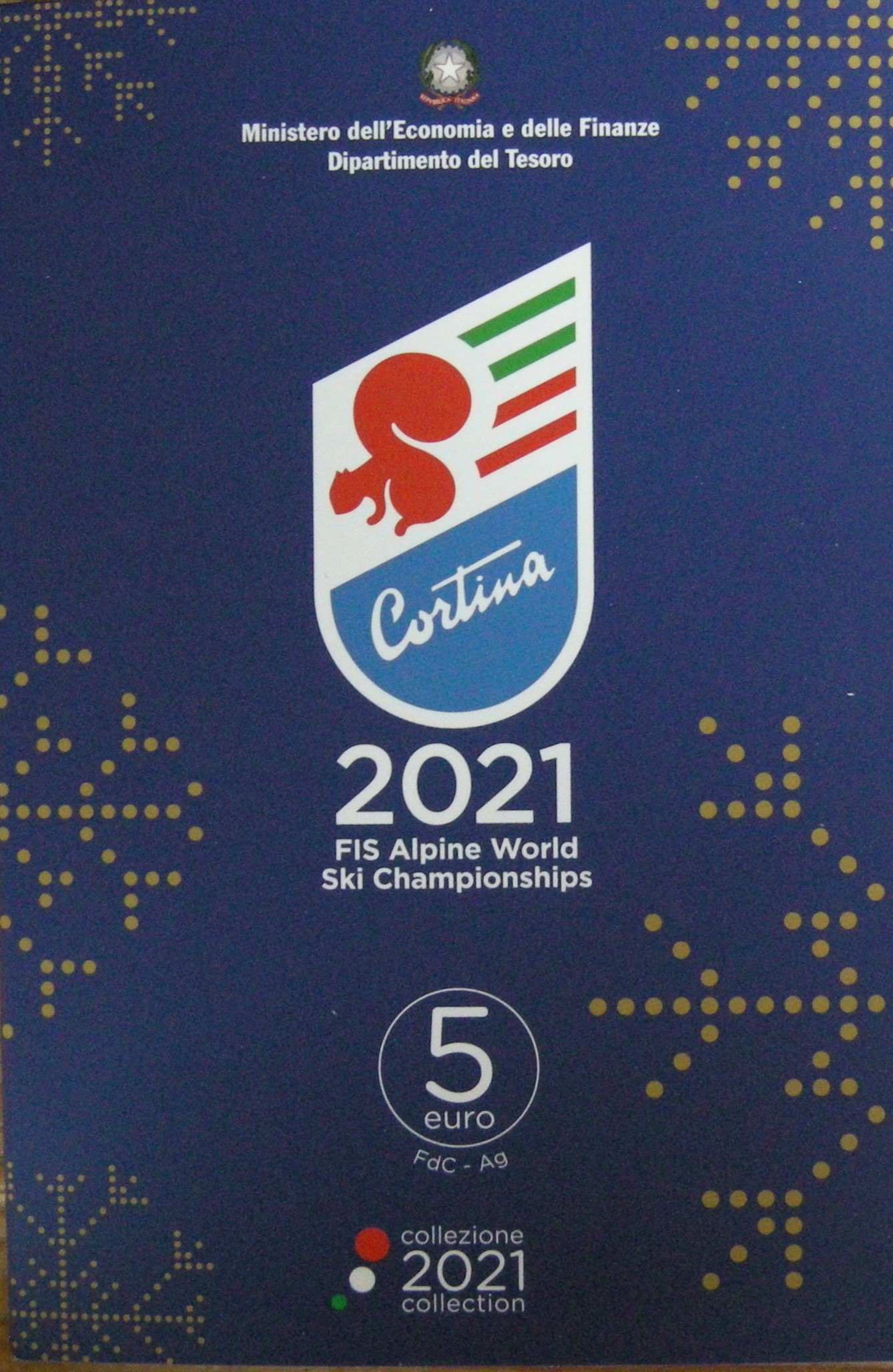 (afbeelding voor) 5 Euro 2021 Alpine Ski 5 euro in kleur in Blister